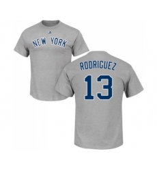 MLB Nike New York Yankees #13 Alex Rodriguez Gray Name & Number T-Shirt
