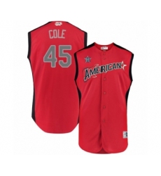 Youth Houston Astros #45 Gerrit Cole Authentic Red American League 2019 Baseball All-Star Jersey