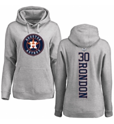 MLB Women's Nike Houston Astros #30 Hector Rondon Ash Backer Pullover Hoodie