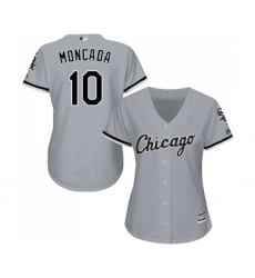 Women's Majestic Chicago White Sox #10 Yoan Moncada Replica Grey Road Cool Base MLB Jerseys