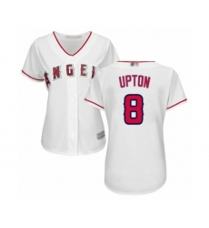 Women's Los Angeles Angels of Anaheim #8 Justin Upton Authentic White Home Cool Base Baseball Jersey