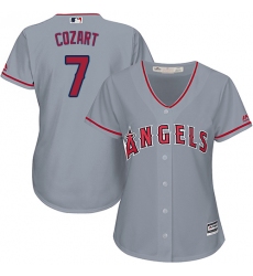 Women's Majestic Los Angeles Angels of Anaheim #7 Zack Cozart Replica Grey Road Cool Base MLB Jersey