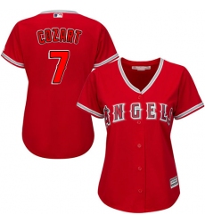 Women's Majestic Los Angeles Angels of Anaheim #7 Zack Cozart Replica Red Alternate MLB Jersey