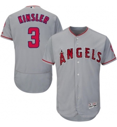 Men's Majestic Los Angeles Angels of Anaheim #3 Ian Kinsler Grey Road Flex Base Authentic Collection MLB Jersey