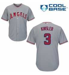 Youth Majestic Los Angeles Angels of Anaheim #3 Ian Kinsler Replica Grey Road Cool Base MLB Jersey