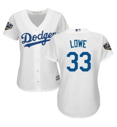 Women's Majestic Los Angeles Dodgers #33 Mark Lowe Authentic White Home Cool Base 2018 World Series MLB Jersey