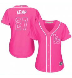 Women's Majestic Los Angeles Dodgers #27 Matt Kemp Authentic Pink Fashion Cool Base MLB Jersey