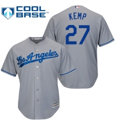 Youth Majestic Los Angeles Dodgers #27 Matt Kemp Authentic Grey Road Cool Base MLB Jersey