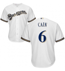 Youth Majestic Milwaukee Brewers #6 Lorenzo Cain Authentic White Alternate Cool Base MLB Jersey