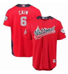 Youth Majestic Milwaukee Brewers #6 Lorenzo Cain Game Red National League 2018 MLB All-Star MLB Jersey