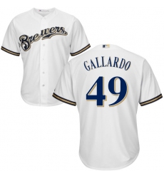 Men's Majestic Milwaukee Brewers #49 Yovani Gallardo Replica White Home Cool Base MLB Jersey