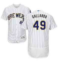 Men's Majestic Milwaukee Brewers #49 Yovani Gallardo White Alternate Flex Base Authentic Collection MLB Jersey