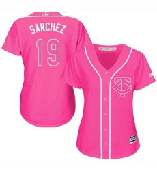 Women's Majestic Minnesota Twins #19 Anibal Sanchez Authentic Pink Fashion Cool Base MLB Jersey