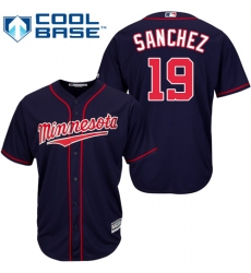 Youth Majestic Minnesota Twins #19 Anibal Sanchez Replica Navy Blue Alternate Road Cool Base MLB Jersey