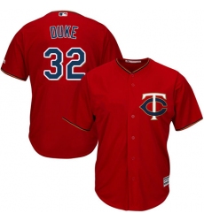 Men's Majestic Minnesota Twins #32 Zach Duke Replica Scarlet Alternate Cool Base MLB Jersey