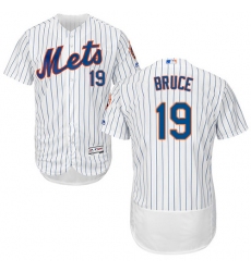 Men's Majestic New York Mets #19 Jay Bruce White Home Flex Base Authentic Collection MLB Jersey
