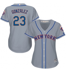 Women's Majestic New York Mets #23 Adrian Gonzalez Authentic Grey Road Cool Base MLB Jersey