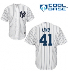 Youth Majestic New York Yankees #41 Adam Lind Authentic White Home MLB Jersey