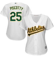 Women's Majestic Oakland Athletics #25 Stephen Piscotty Authentic White Home Cool Base MLB Jersey