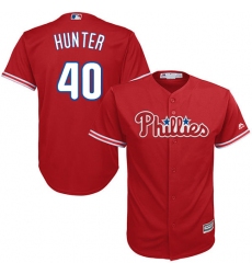 Youth Majestic Philadelphia Phillies #40 Tommy Hunter Authentic Red Alternate Cool Base MLB Jersey