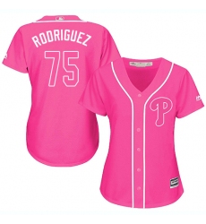Women's Majestic Philadelphia Phillies #75 Francisco Rodriguez Replica Pink Fashion Cool Base MLB Jersey