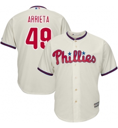 Youth Majestic Philadelphia Phillies #49 Jake Arrieta Authentic Cream Alternate Cool Base MLB Jersey