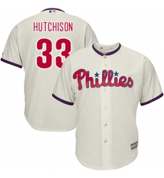 Youth Majestic Philadelphia Phillies #33 Drew Hutchison Replica Cream Alternate Cool Base MLB Jersey