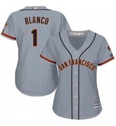 Women's Majestic San Francisco Giants #1 Gregor Blanco Authentic Grey Road Cool Base MLB Jersey