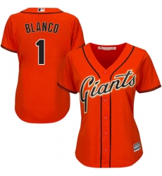 Women's Majestic San Francisco Giants #1 Gregor Blanco Authentic Orange Alternate Cool Base MLB Jersey