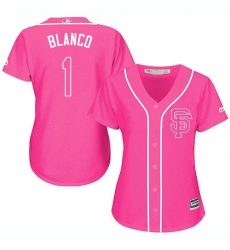 Women's Majestic San Francisco Giants #1 Gregor Blanco Replica Pink Fashion Cool Base MLB Jersey