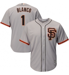 Youth Majestic San Francisco Giants #1 Gregor Blanco Authentic Grey Road 2 Cool Base MLB Jersey