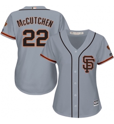 Women's Majestic San Francisco Giants #22 Andrew McCutchen Replica Grey Road 2 Cool Base MLB Jersey