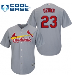 Youth Majestic St. Louis Cardinals #23 Marcell Ozuna Replica Grey Road Cool Base MLB Jersey