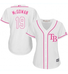 Women's Majestic Tampa Bay Rays #19 Dustin McGowan Replica White Fashion Cool Base MLB Jersey