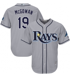 Youth Majestic Tampa Bay Rays #19 Dustin McGowan Replica Grey Road Cool Base MLB Jersey