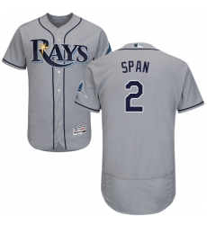 Men's Majestic Tampa Bay Rays #2 Denard Span Grey Road Flex Base Authentic Collection MLB Jersey
