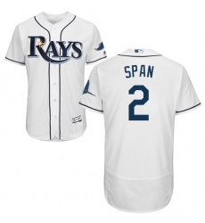 Men's Majestic Tampa Bay Rays #2 Denard Span White Home Flex Base Authentic Collection MLB Jersey