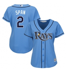 Women's Majestic Tampa Bay Rays #2 Denard Span Authentic Light Blue Alternate 2 Cool Base MLB Jersey