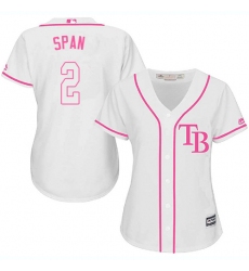 Women's Majestic Tampa Bay Rays #2 Denard Span Replica White Fashion Cool Base MLB Jersey