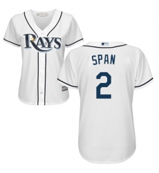 Women's Majestic Tampa Bay Rays #2 Denard Span Replica White Home Cool Base MLB Jersey