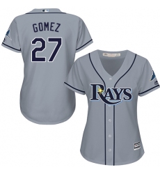 Women's Majestic Tampa Bay Rays #27 Carlos Gomez Authentic Grey Road Cool Base MLB Jersey