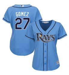 Women's Majestic Tampa Bay Rays #27 Carlos Gomez Authentic Light Blue Alternate 2 Cool Base MLB Jersey