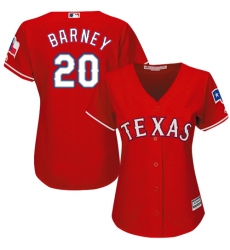 Women's Majestic Texas Rangers #20 Darwin Barney Authentic Red Alternate Cool Base MLB Jersey