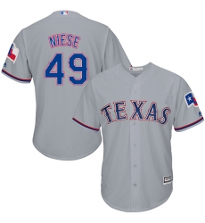 Men's Majestic Texas Rangers #49 Jon Niese Replica Grey Road Cool Base MLB Jersey