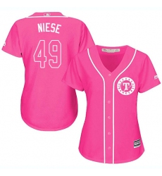 Women's Majestic Texas Rangers #49 Jon Niese Authentic Pink Fashion Cool Base MLB Jersey