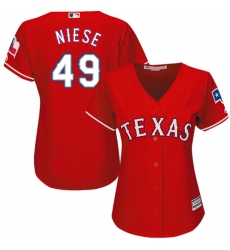 Women's Majestic Texas Rangers #49 Jon Niese Replica Red Alternate Cool Base MLB Jersey