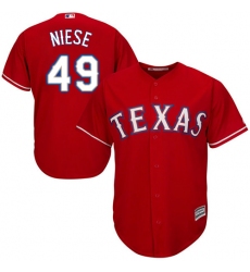 Youth Majestic Texas Rangers #49 Jon Niese Authentic Red Alternate Cool Base MLB Jersey