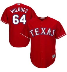 Youth Majestic Texas Rangers #64 Edinson Volquez Authentic Red Alternate Cool Base MLB Jersey