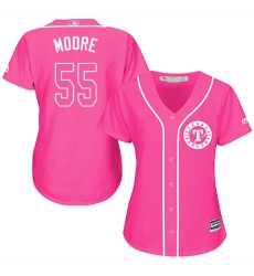 Women's Majestic Texas Rangers #55 Matt Moore Authentic Pink Fashion Cool Base MLB Jersey