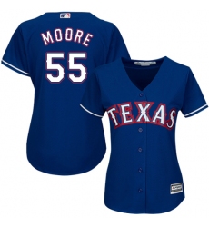 Women's Majestic Texas Rangers #55 Matt Moore Authentic Royal Blue Alternate 2 Cool Base MLB Jersey